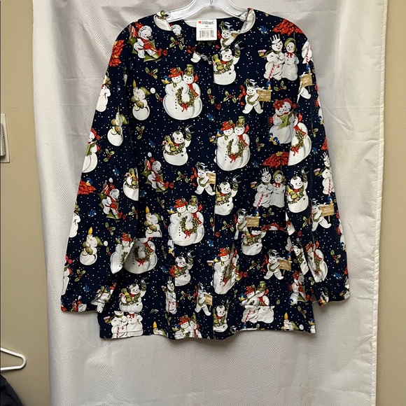 Festive Snowman Print Medical /office Jacket
     X7 - Picture 2 of 4